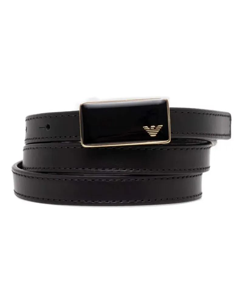 Emporio Armani Gürtel mit Logo-Schild - Schwarz Schwarz
