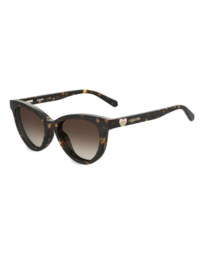 Moschino tortoiseshell-effect cat-eye clip-on sunglasses - Braun Braun