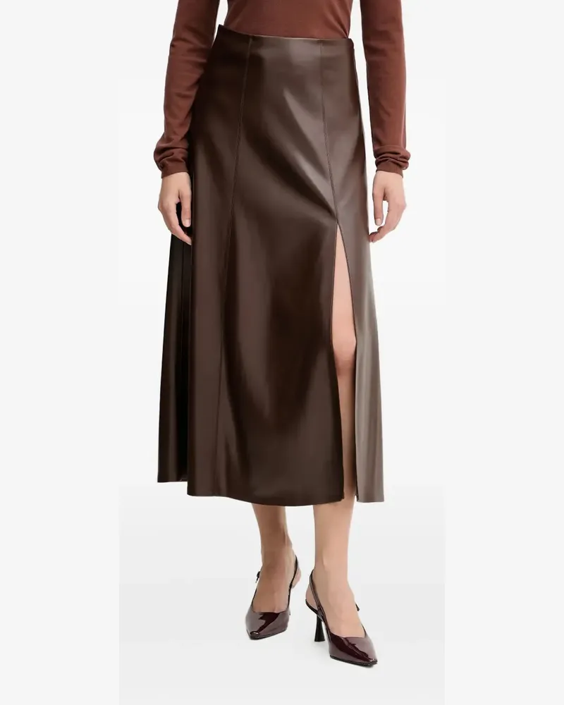 Simona Corsellini Midirock mit Schlitzen - Braun Braun