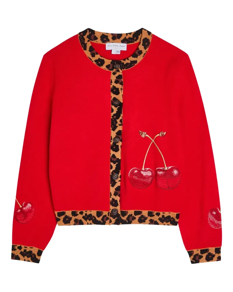 Never Fully Dressed Cherry Cardigan mit Leopardenmuster - Rot Rot