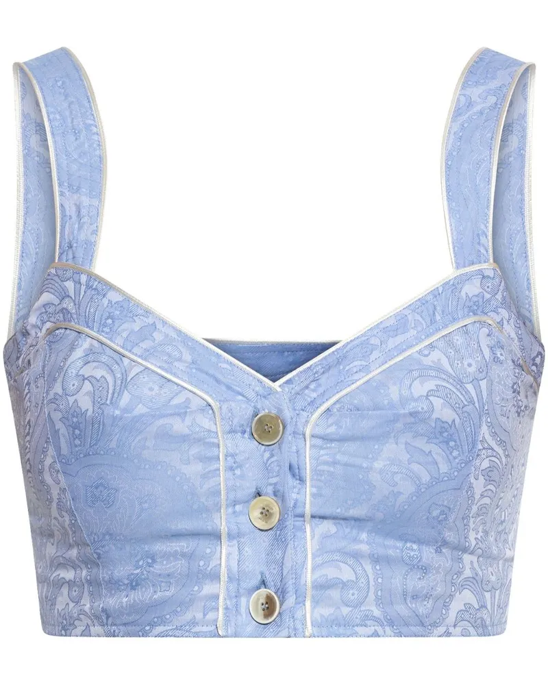 Etro Cropped-Top mit Print - Blau Blau