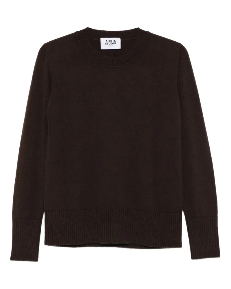 Alpha Studio round-neck ribbed sweater - Braun Braun
