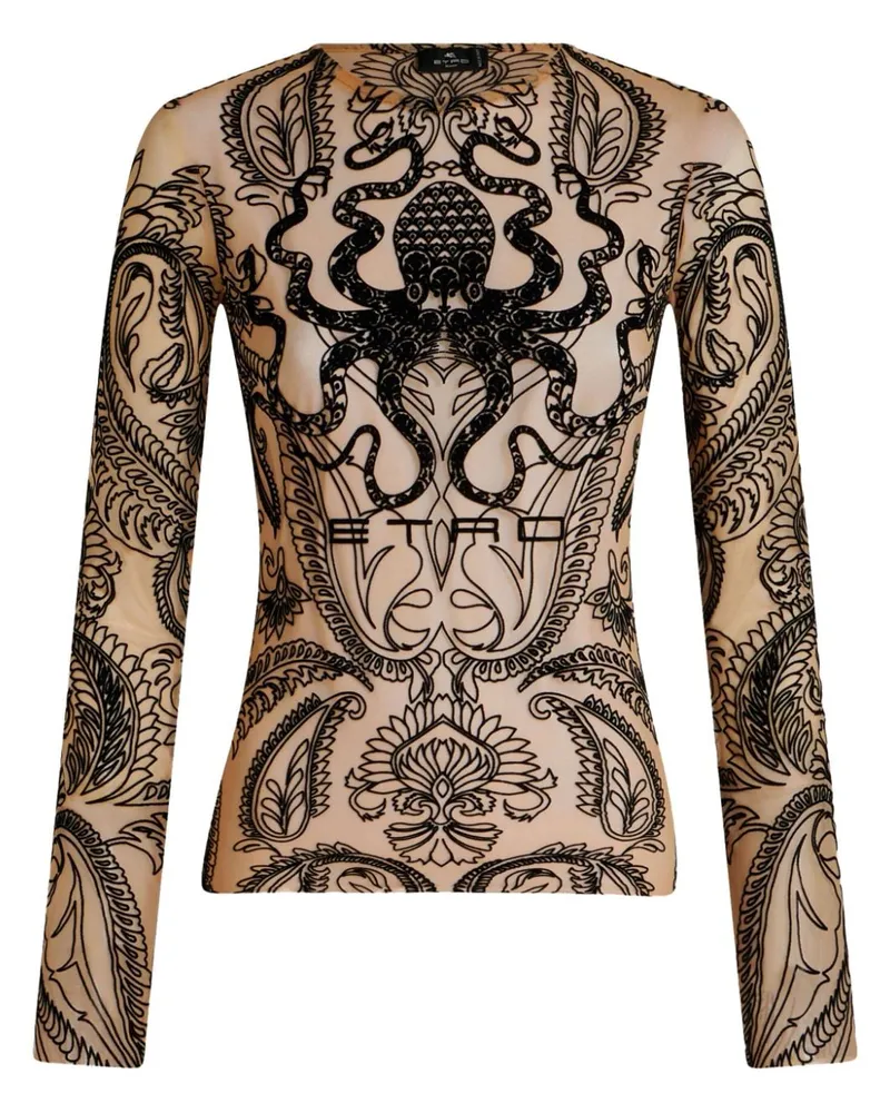 Etro Beflocktes Sheer-Top - Nude Nude