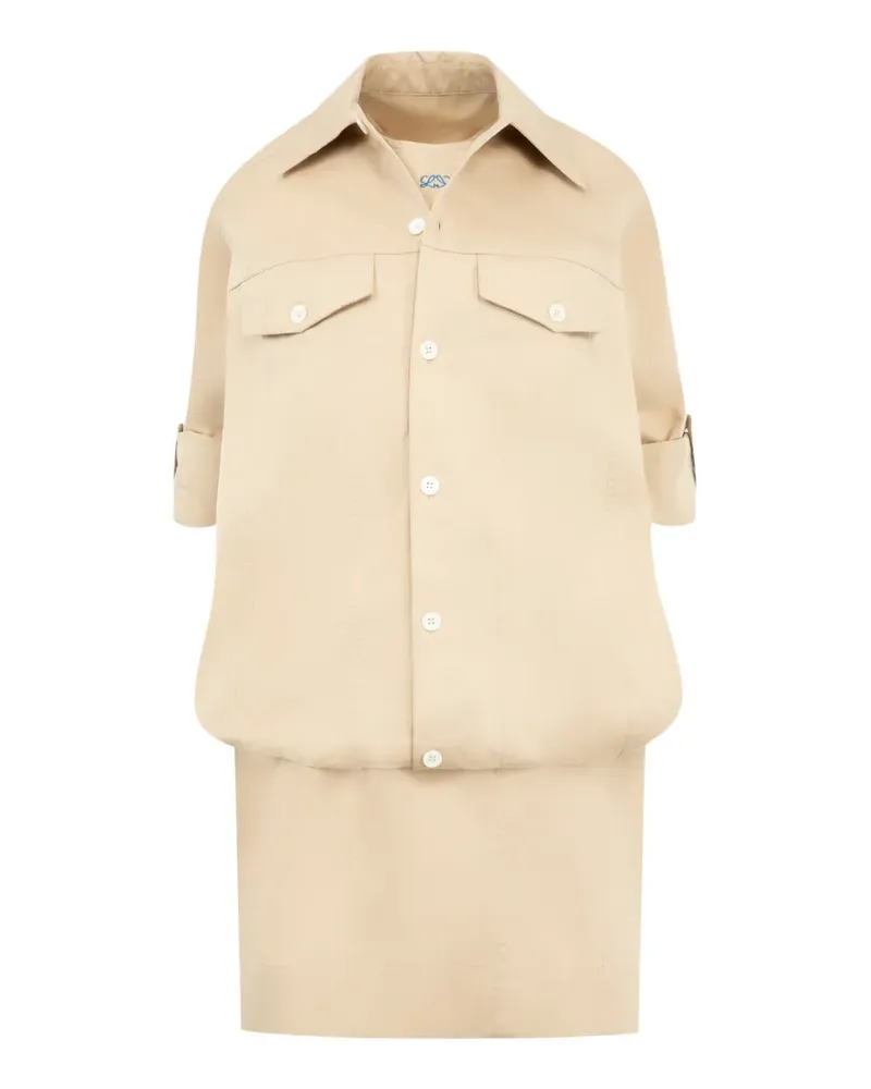 Loewe button-up layered-effect dress - Nude Nude