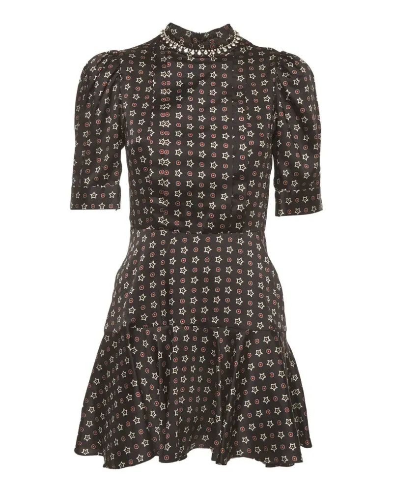 Sandro Kristallverziertes Minikleid mit Stern-Print - Schwarz Schwarz
