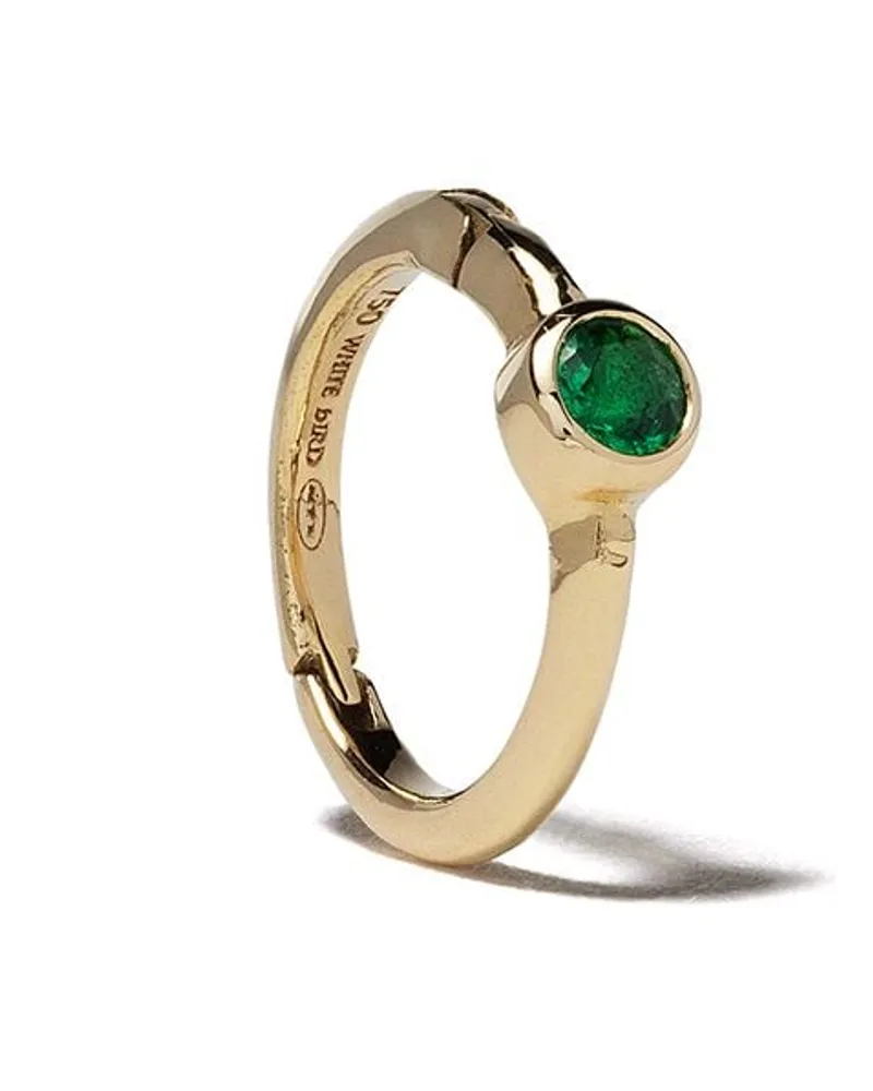WHITE BIRD 18kt Goldcreole mit Smaragden Gold