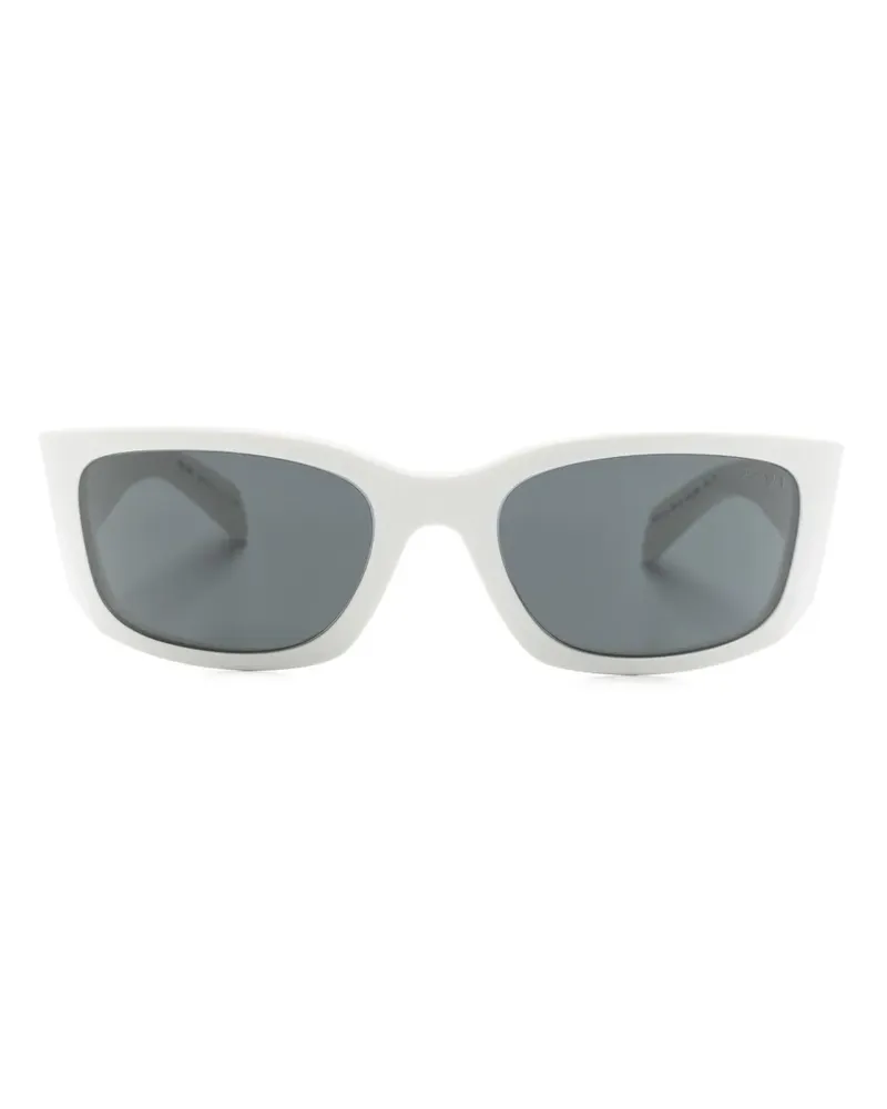 Prada Sonnenbrille im Biker-Style mit Logo-Gravur - Weiß Weiß