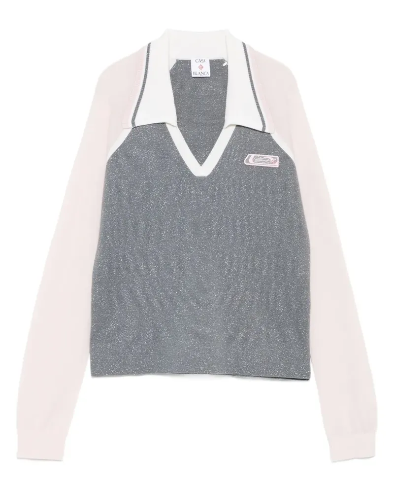 Casablanca Paris Langärmeliges Tennis Poloshirt - Silber Silber