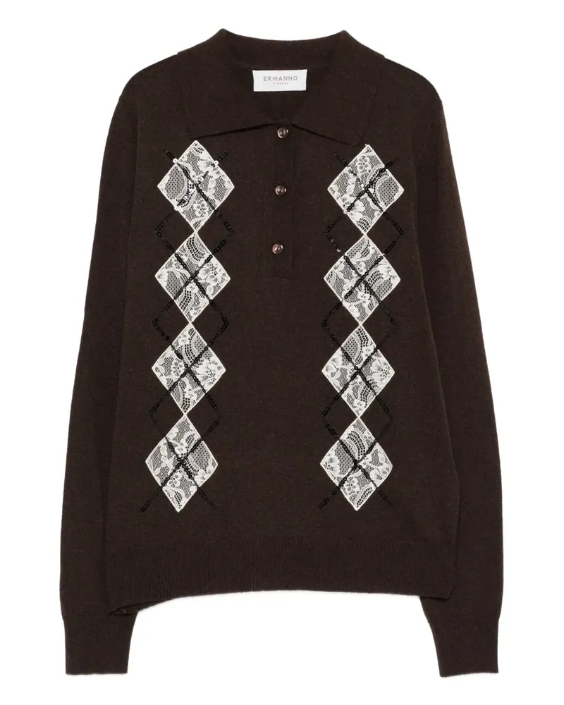 Ermanno Scervino Top mit Spitze - Braun Braun