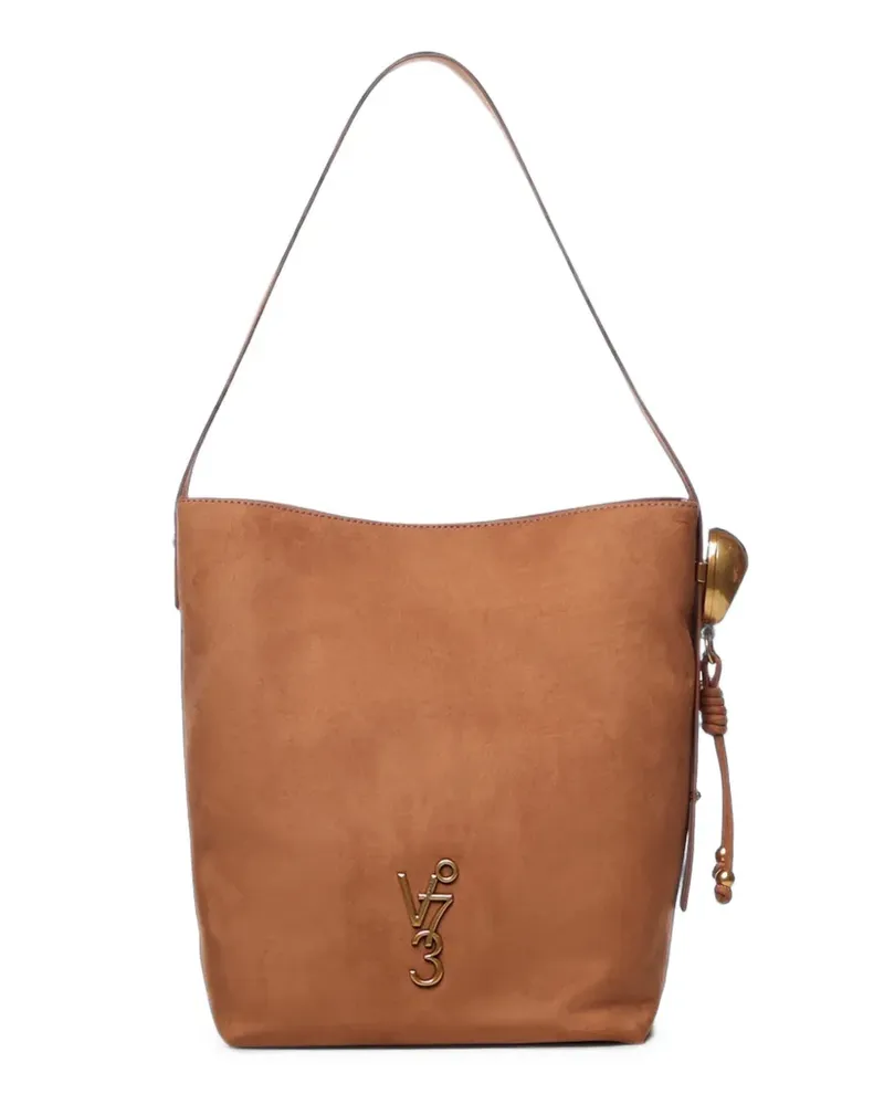 V°73 Schultertasche mit Logo-Schild - Braun Braun