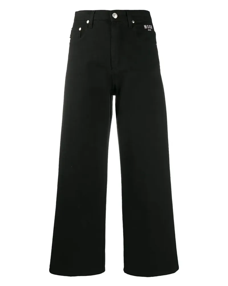 MSGM Weite Hose mit Logo-Detail - Schwarz Schwarz