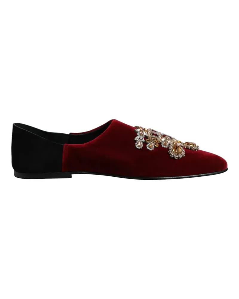 Dolce & Gabbana Loafer aus Samt mit Kristallen - Rot Rot