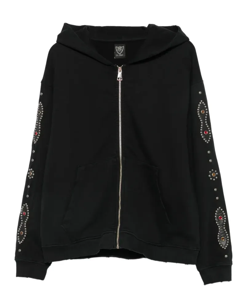 HTC Hollywood Trading Company stud-embellished zip-up hoodie - Schwarz Schwarz