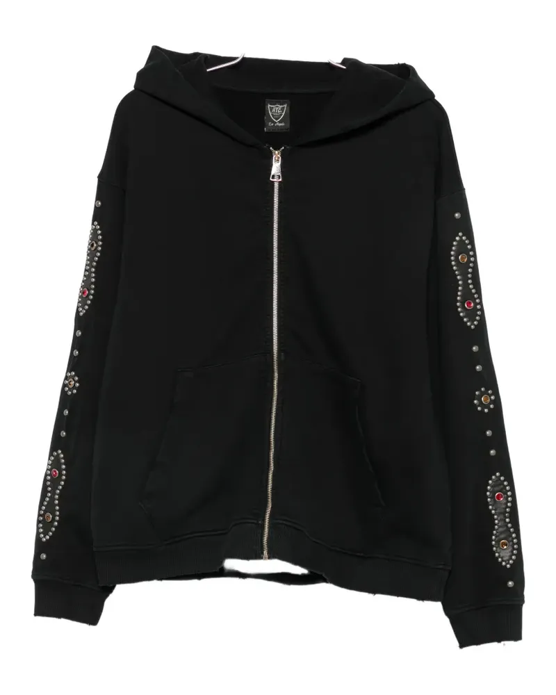 HTC Hollywood Trading Company stud-embellished zip-up hoodie - Schwarz Schwarz