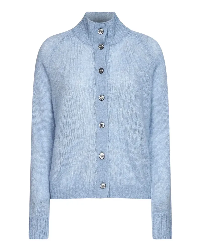Blanca Gerippter Cardigan mit hohem Kragen - Blau Blau