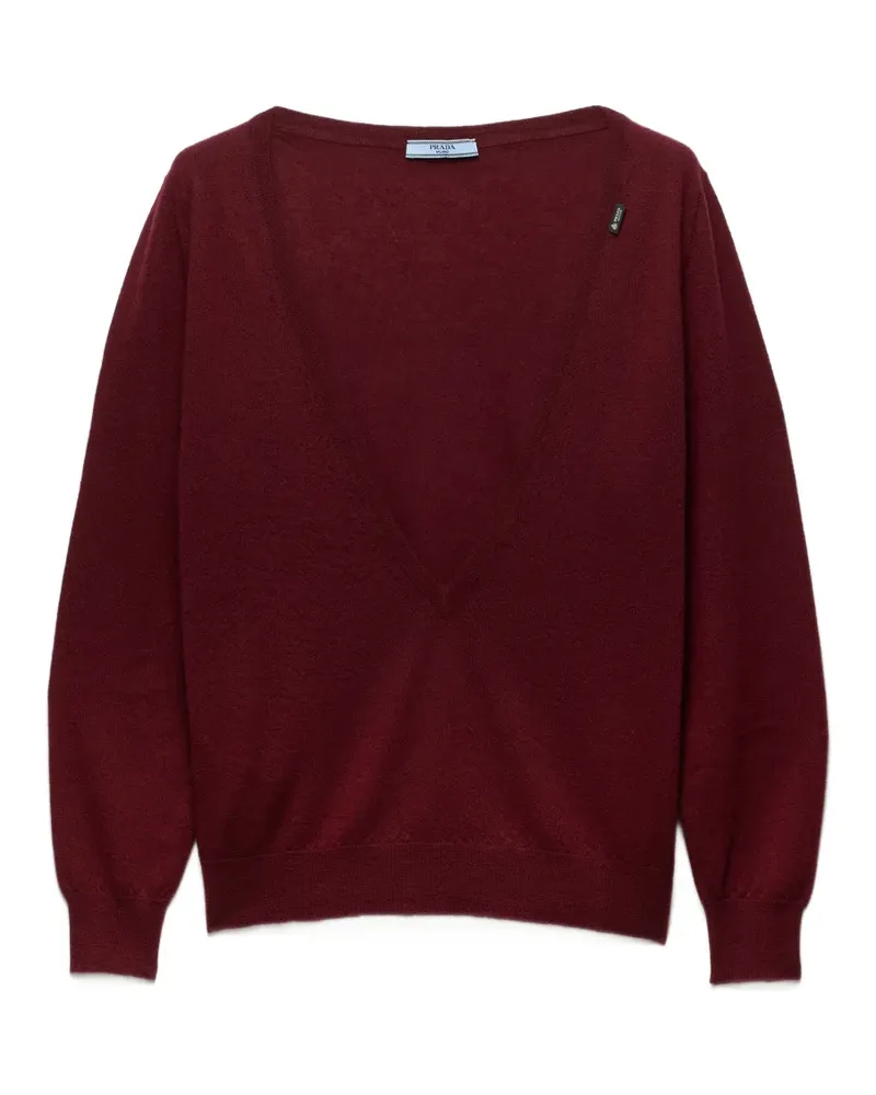 Prada Kaschmirpullover mit V-Ausschnitt - Rot Rot
