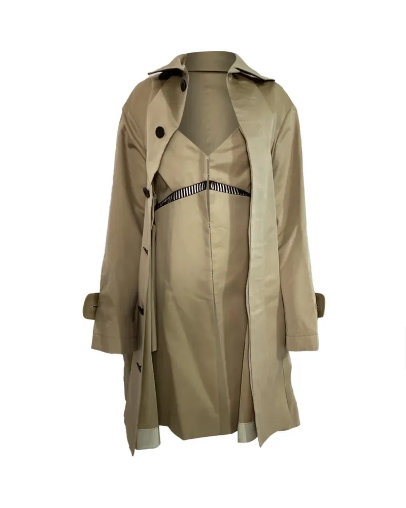 Sacai Trenchcoat mit Kleidereinsatz - Nude Nude