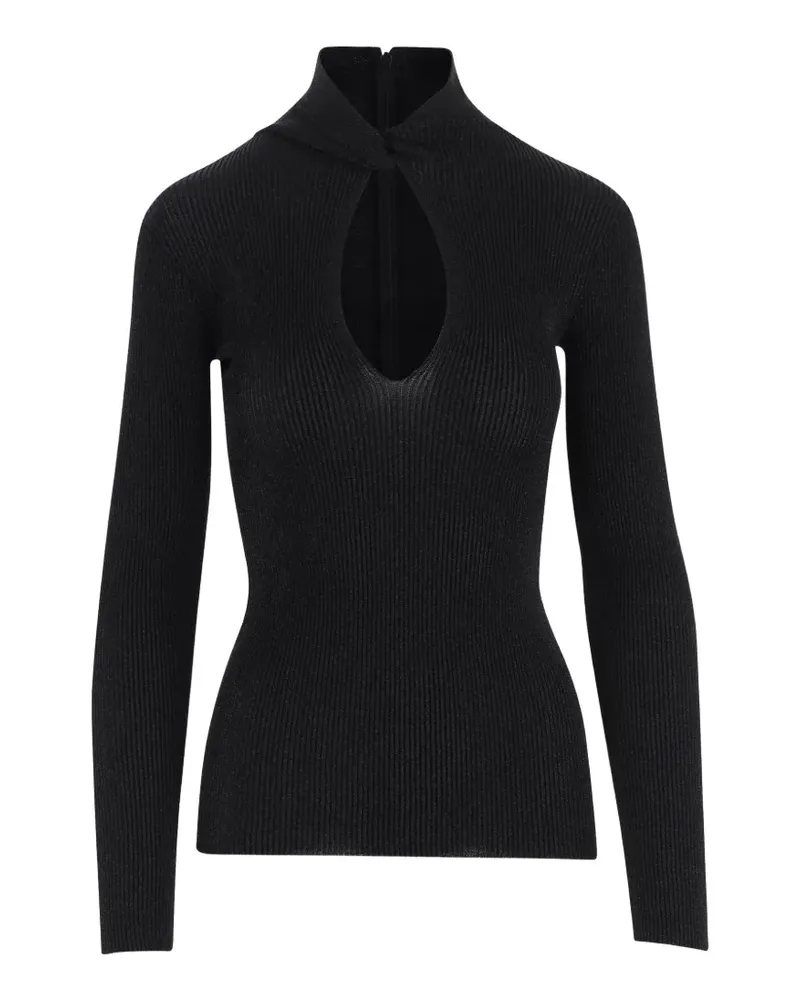 Valentino Garavani long-sleeve ribbed cut-out T-shirt - Schwarz Schwarz