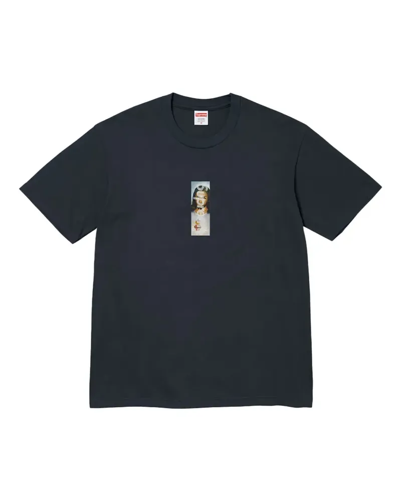 Supreme Being Prayer Card Box T-Shirt mit Logo - Blau Blau