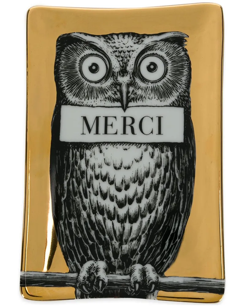 Fornasetti Merci' Aschenbecher Gold