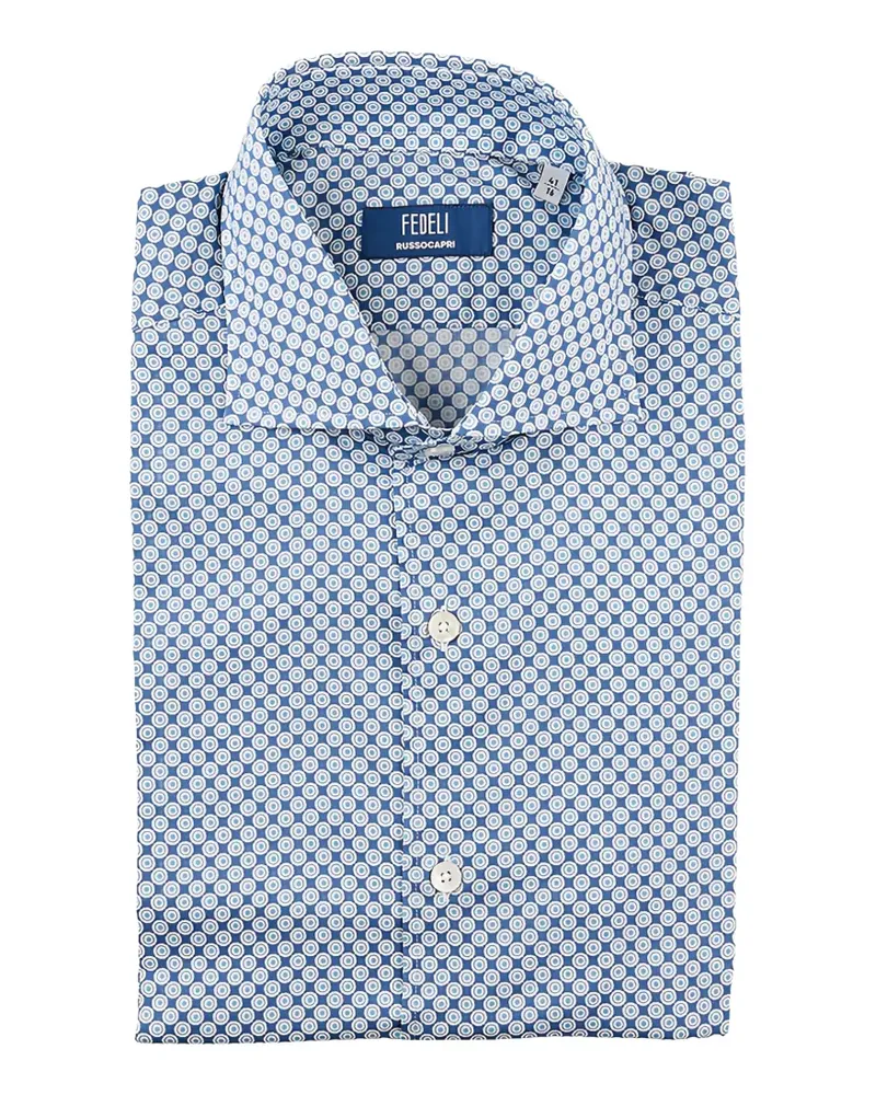 Fedeli Hemd mit geometrischem Print - Blau Blau