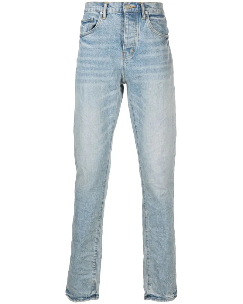 PURPLE BRAND Halbhohe P005 Straight-Leg-Jeans Blau