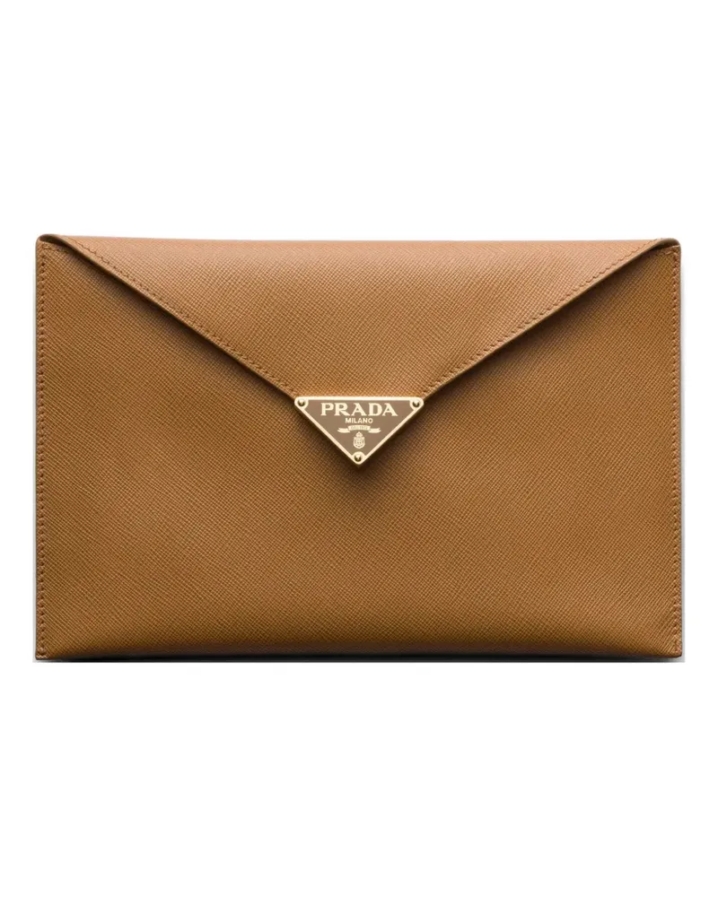 Prada Saffiano leather envelope clutch - Nude Nude