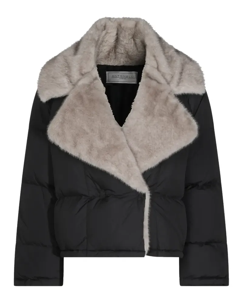 Antonelli Firenze Gefütterte Jacke mit Faux-Fur-Kragen - Schwarz Schwarz