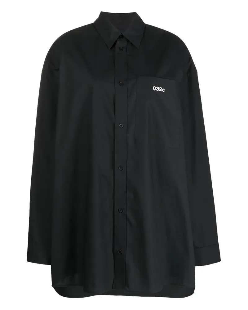 032c Hemd mit Logo-Stickerei - Schwarz Schwarz