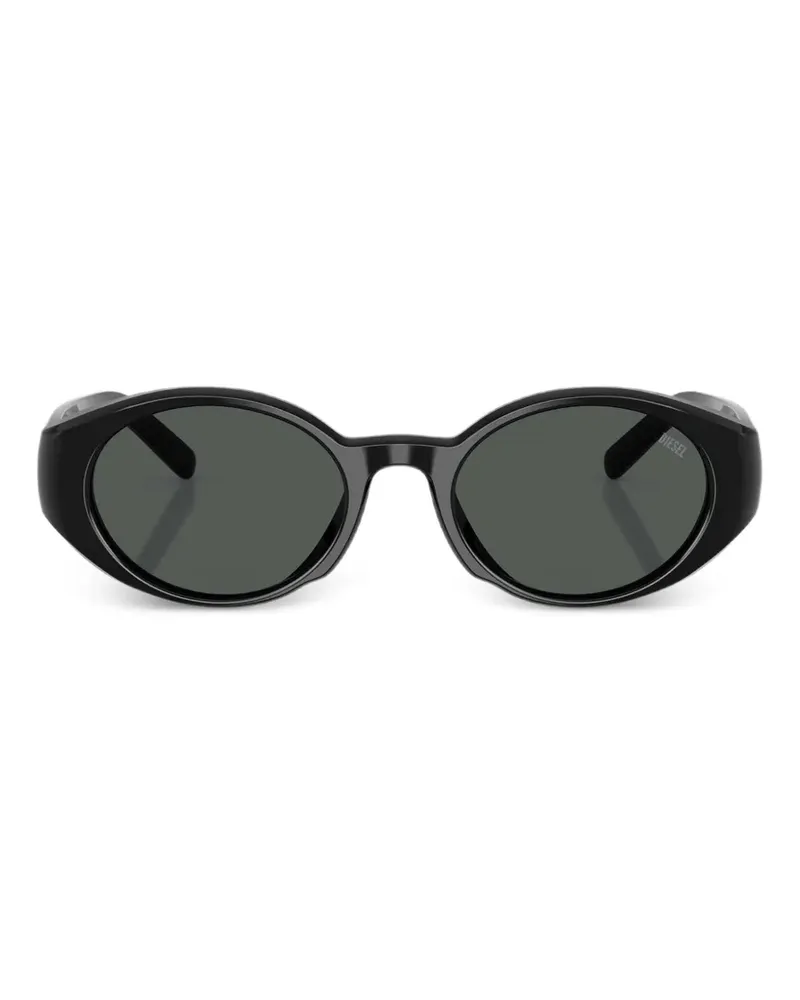 Diesel logo-plaque oval-frame sunglasses - Schwarz Schwarz