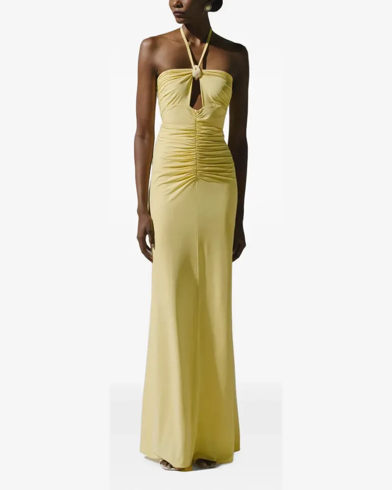 Baobab Collection Gerafftes Romina Maxikleid mit Cut-Out - Gelb Gelb