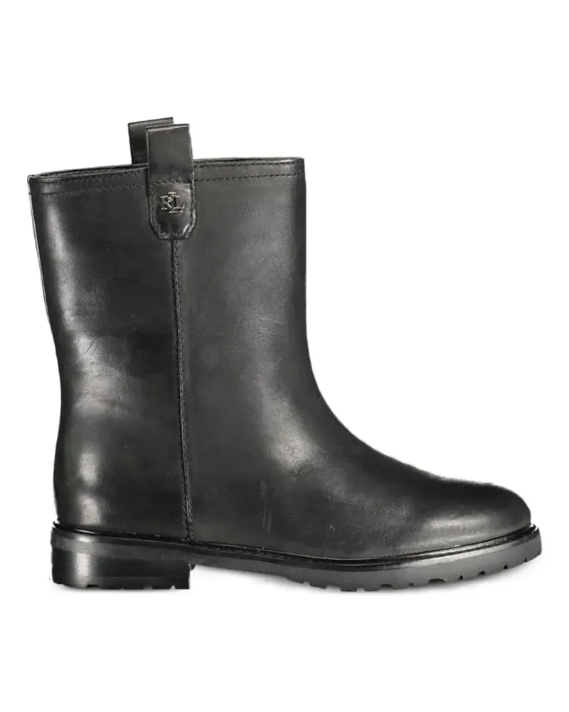Ralph Lauren logo-plaque leather boots - Schwarz Schwarz