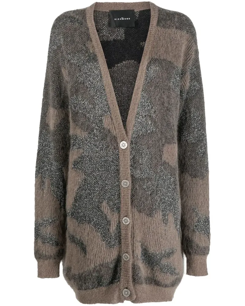 John Richmond Cardigan mit Kontrasteinsätzen - Braun Braun