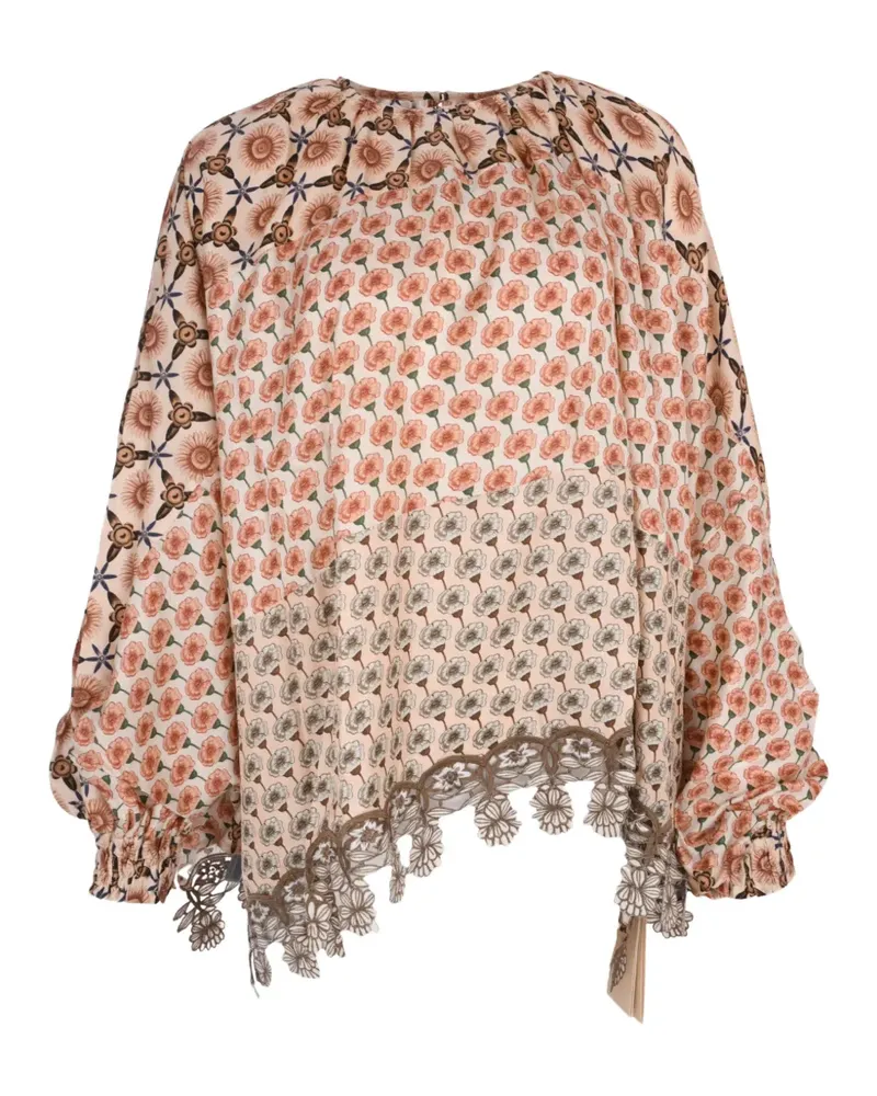 Biyan Bestickte Bluse mit Print - Nude Nude