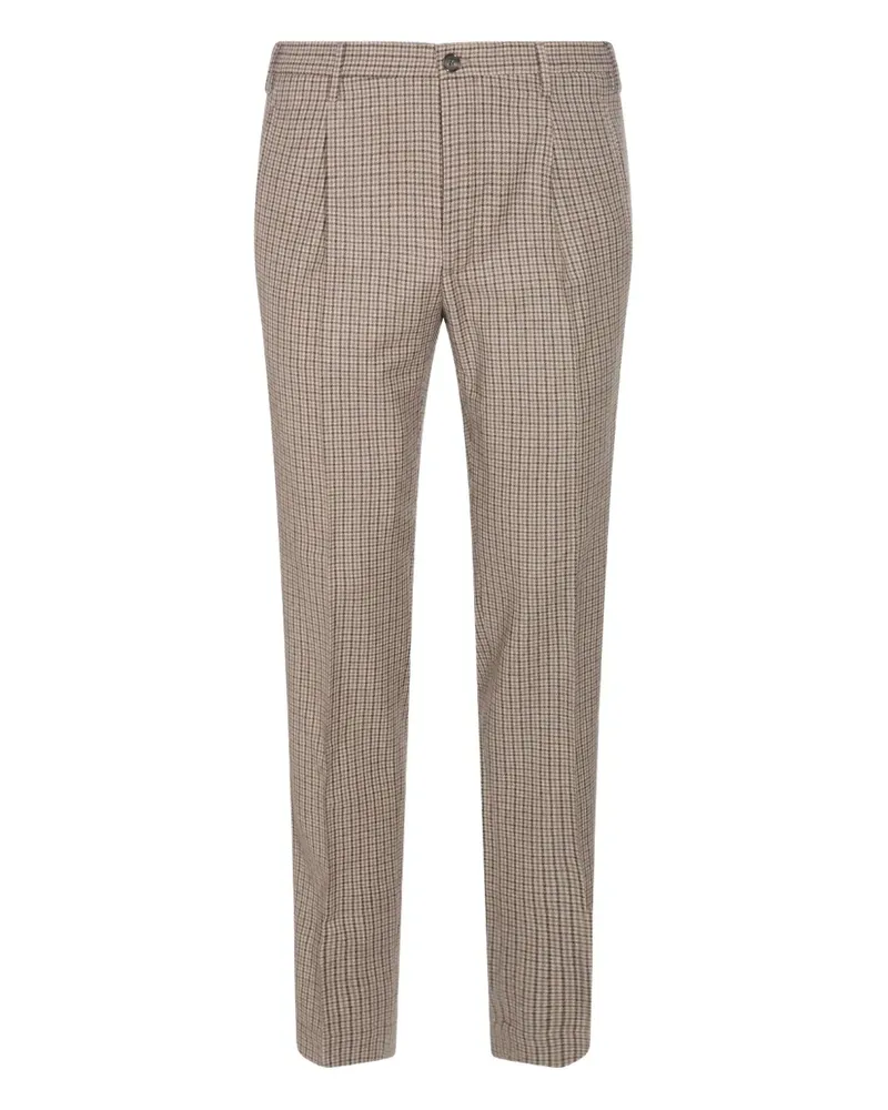 Incotex Karierte Hose mit Bundfalten - Nude Nude