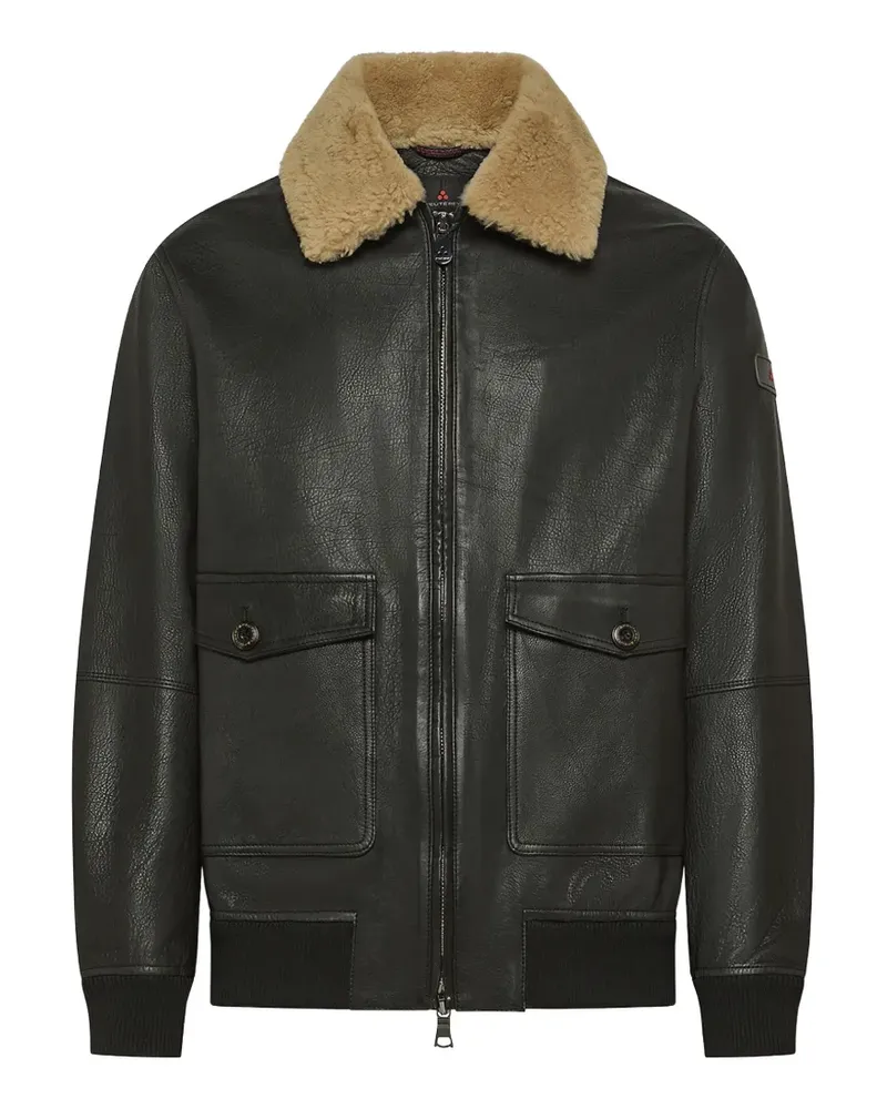 Peuterey Murdo DD Acc Lederjacke mit Shearling-Kragen - Schwarz Schwarz