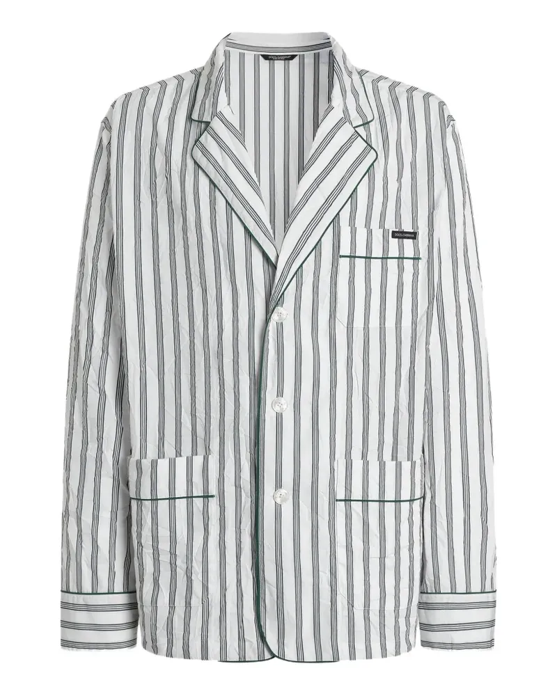 Dolce & Gabbana Gestreiftes Hemd mit Paspeln - Weiß Weiß