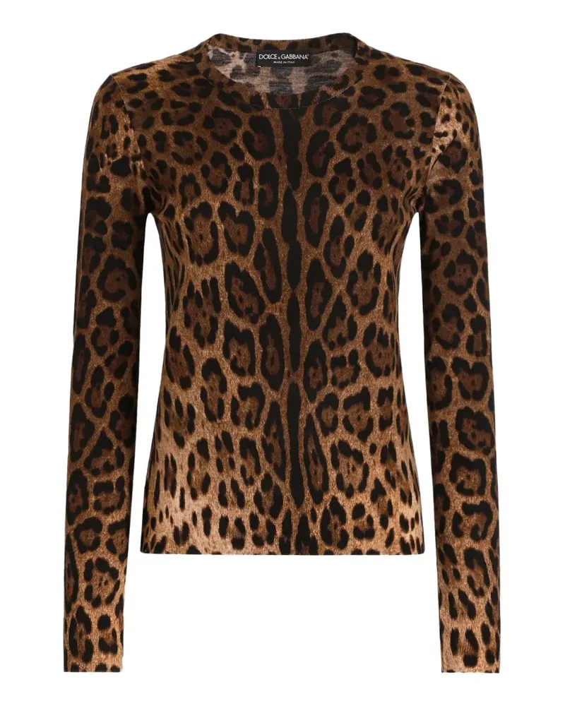 Dolce & Gabbana Wollpullover mit Leoparden-Print - Braun Braun