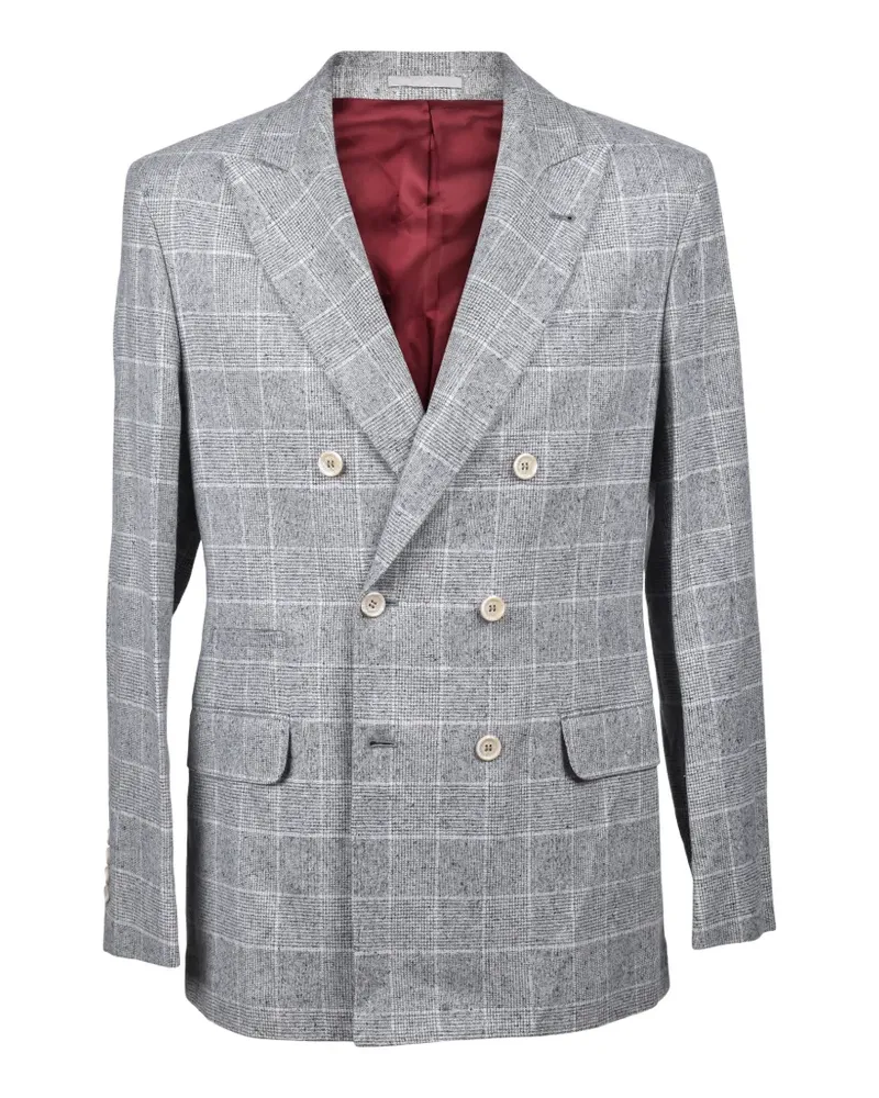 Brunello Cucinelli double-breasted checked blazer - Grau Grau