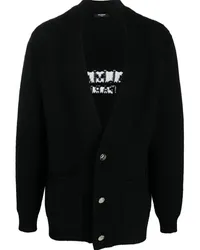 Balmain Intarsien-Cardigan mit Logo Schwarz