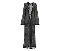 Rosana Mesh-Kaftan mit Wellensaum - Schwarz