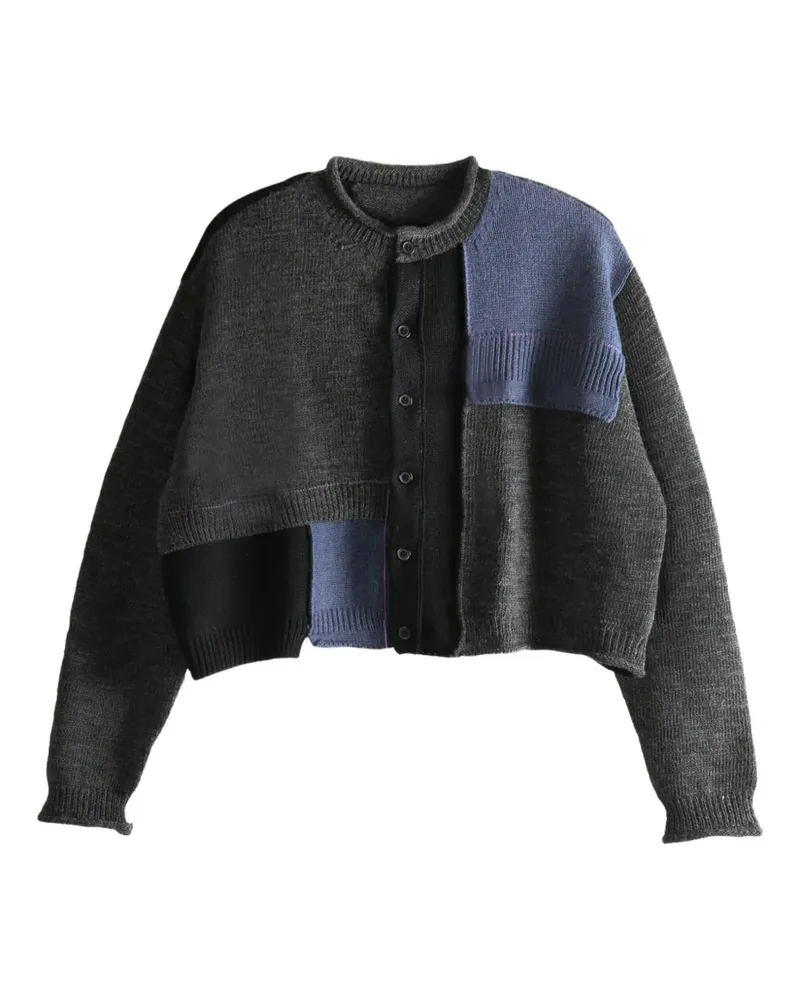 Yohji Yamamoto patchwork wool cardigan - Grau Grau