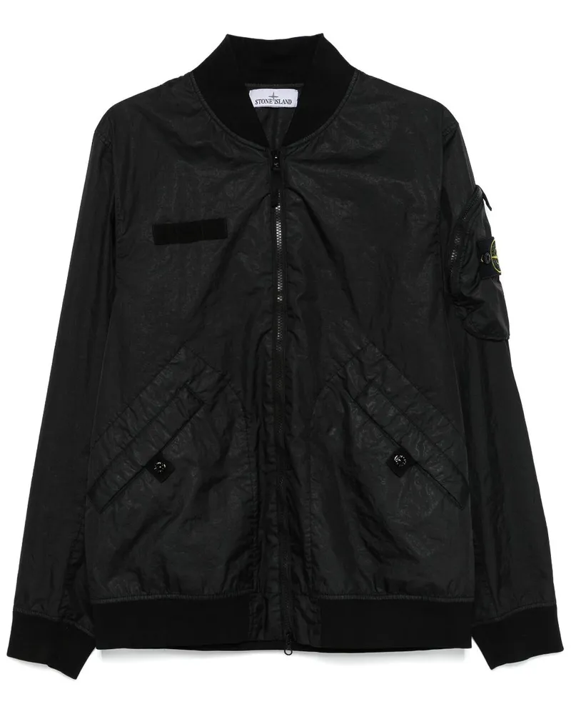 Stone Island Bomberjacke mit Kompass-Patch - Schwarz Schwarz