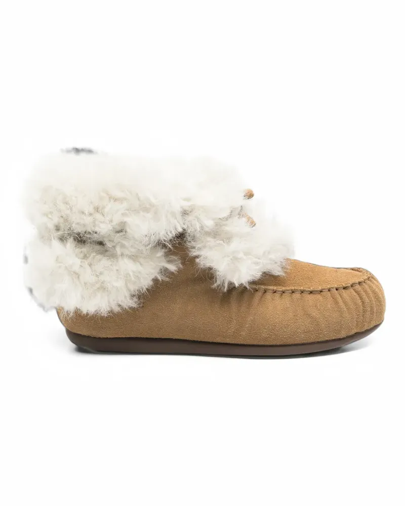 LOW CLASSIC shearling-trim moccasin boots - Nude Nude