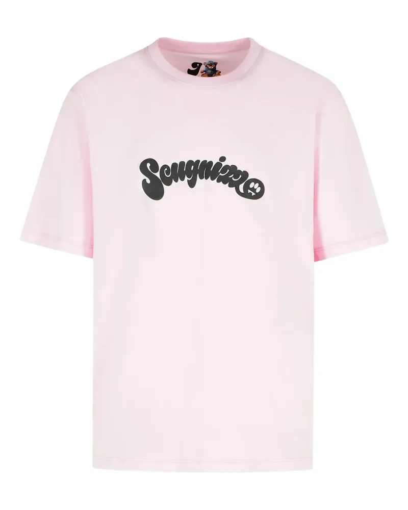 BARROW Geripptes T-Shirt mit Print - Rosa Rosa