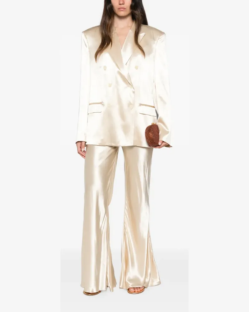 Erika Cavallini double-breasted satin-finish blazer - Nude Nude