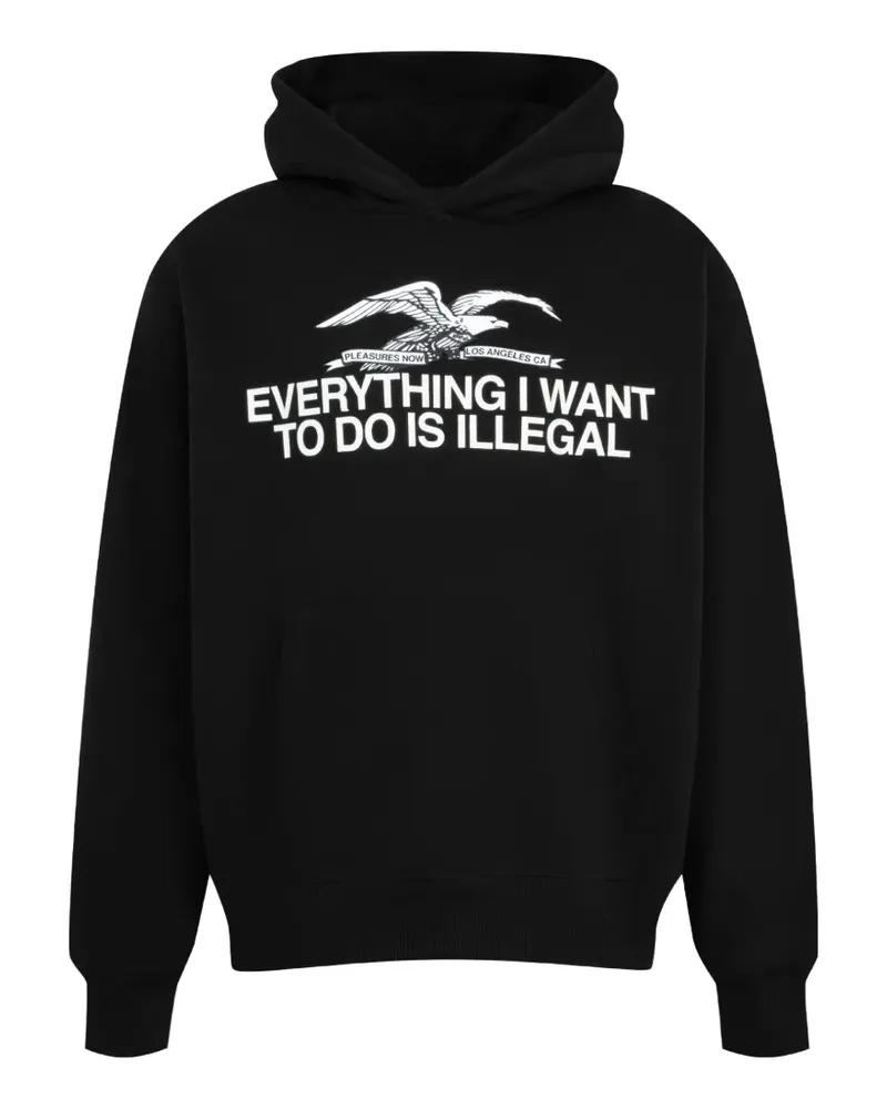 PLEASURES Illegal graphic-print drawstring hoodie - Schwarz Schwarz