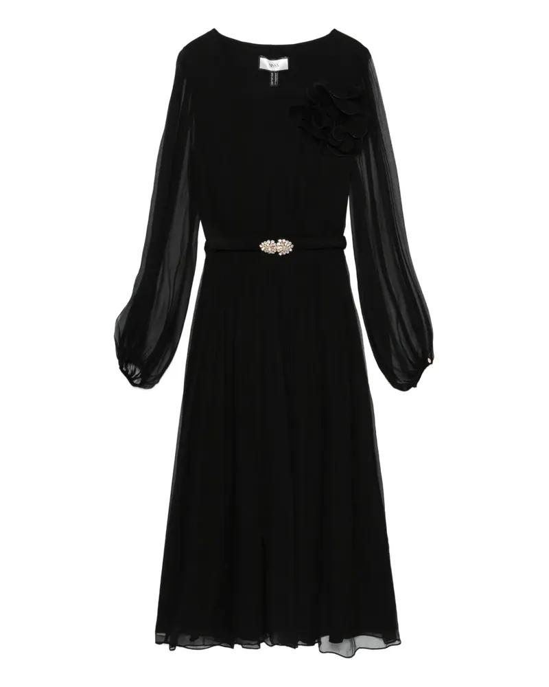 NISSA Midikleid mit Blumenapplikation - Schwarz Schwarz