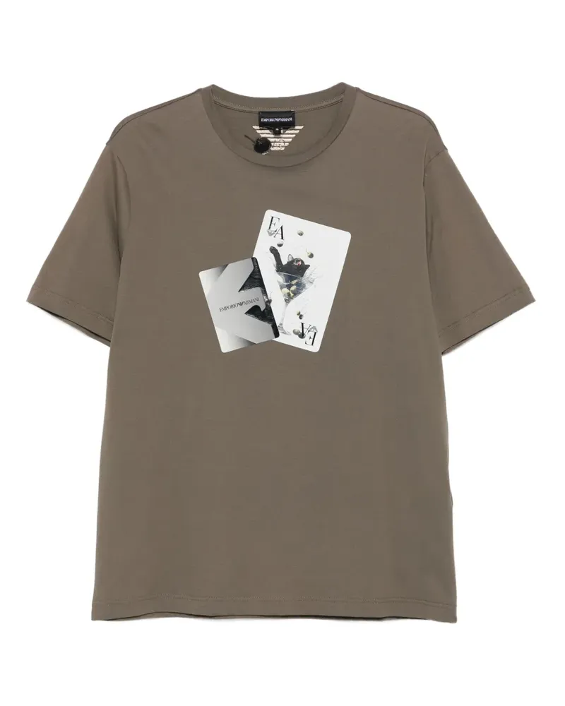 Emporio Armani T-Shirt mit grafischem Print - Braun Braun