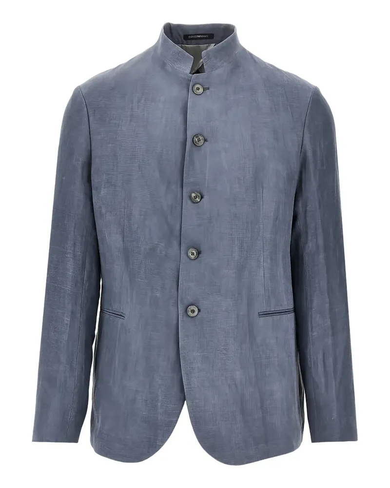 Emporio Armani guru-collar button-up jacket - Grau Grau